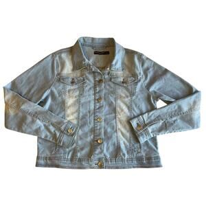 Doll House Retro Casual Light Washed Blue Denim Button Up Jacket Large